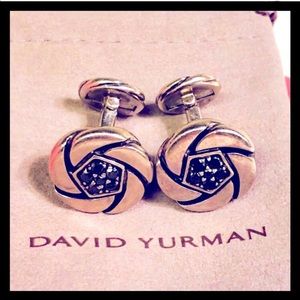 David Yurman Black Diamond Sterling Silver Cufflinks